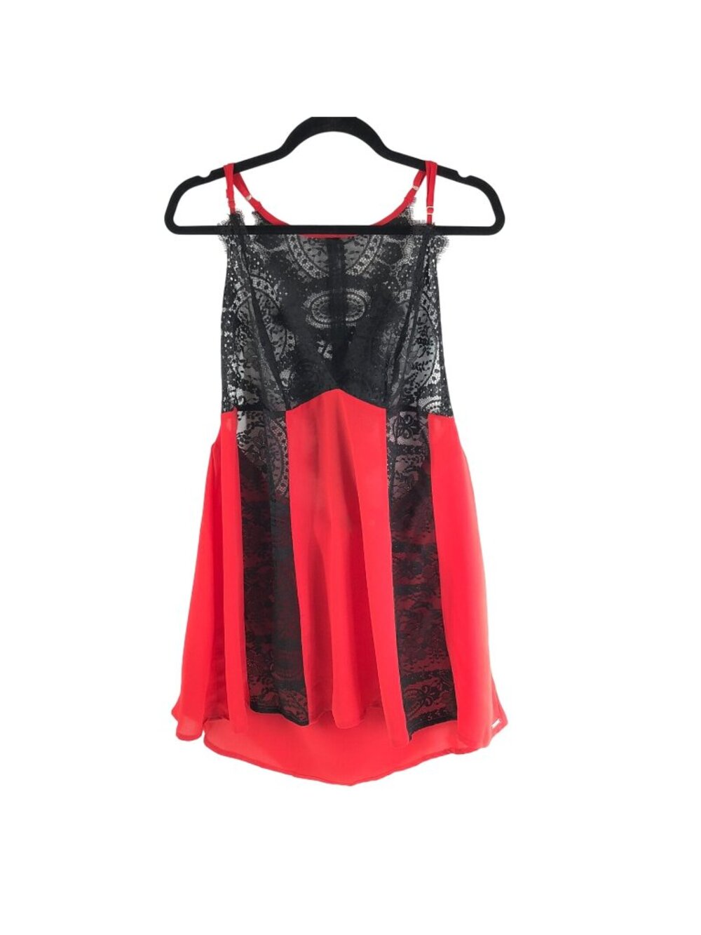 FigLeaves Curve Nightie Nightgown Lace V Neck Black Red 14